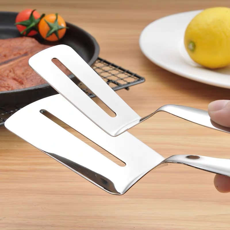 1pc Stainless Steel Non-stick 1pc Fish Fryer Tongs Food Tongs Fish Tongs Steak Spatula Kitchen To