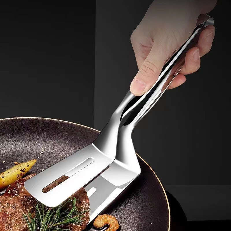 1pc Stainless Steel Non-stick 1pc Fish Fryer Tongs Food Tongs Fish Tongs Steak Spatula Kitchen To