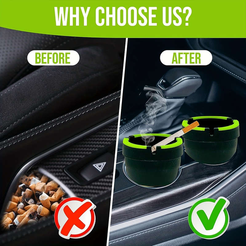 1pc Glow In The Dark Car Ashtray Cigarette Self-Extinguishing Cup Car Ash Holder Portable For Offic