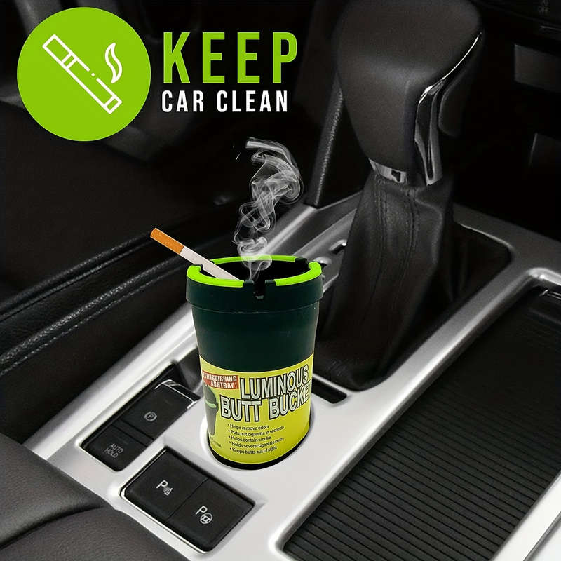 1pc Glow In The Dark Car Ashtray Cigarette Self-Extinguishing Cup Car Ash Holder Portable For Offic