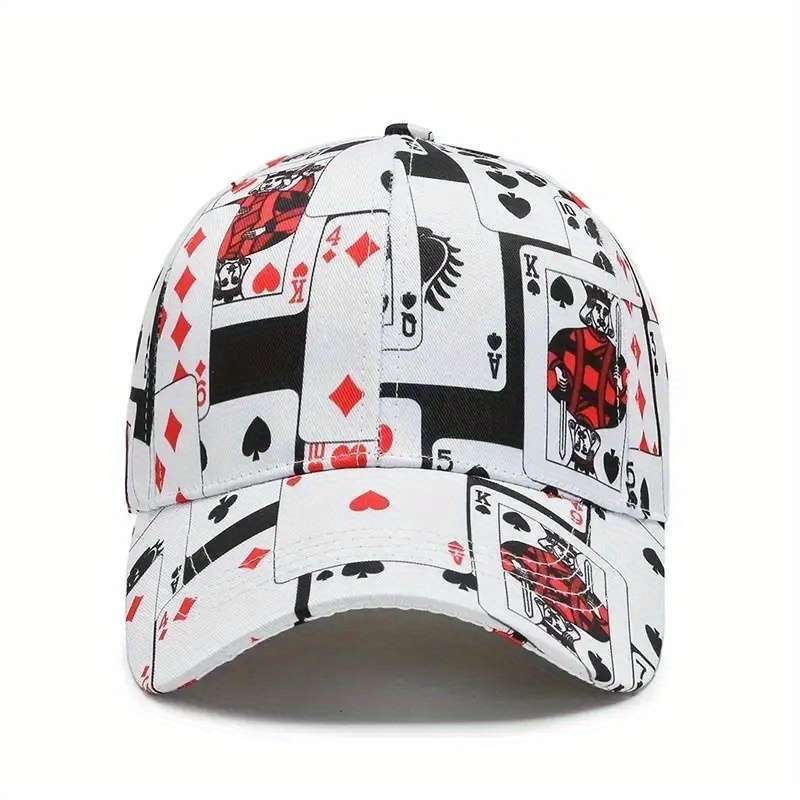 1pc Playing Card Design Baseball Cap Adjustable Snapback Sun Wind Protection Breathable P