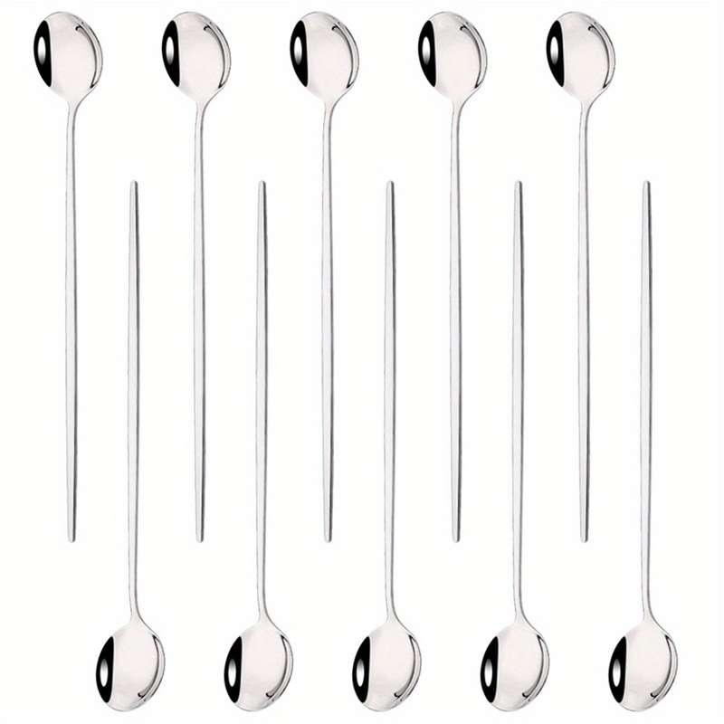 10pcs Of Colored Coffee Tea Stirring Spoons With Long Handles Ice Cream Dessert Spoons Stain