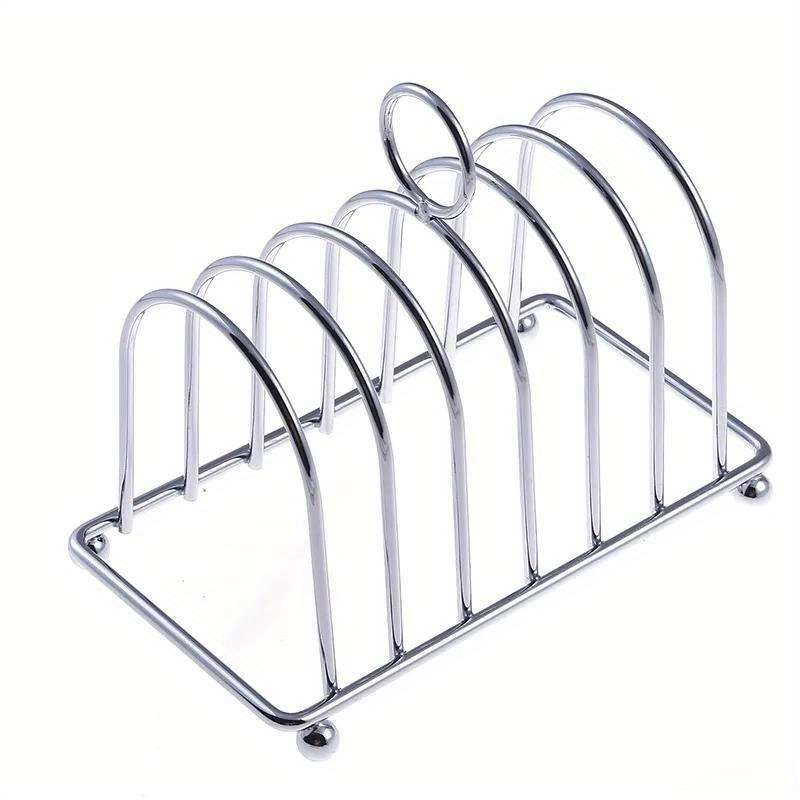 1pc Practical Stainless Steel Bread Rack For Dining Room Household Bread Rack 6-slice Food Disp