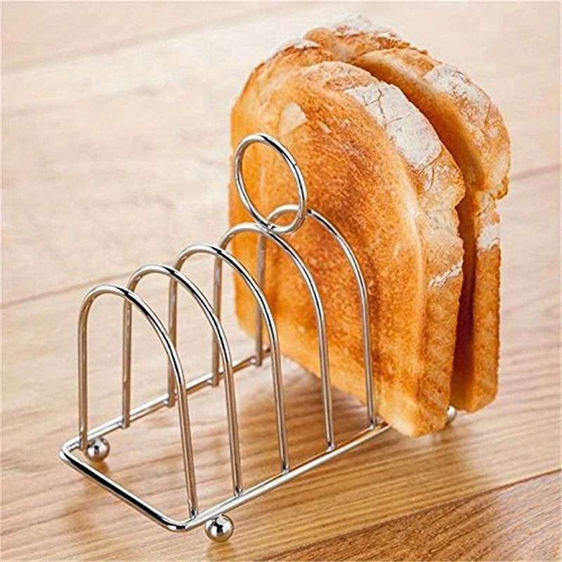 1pc Practical Stainless Steel Bread Rack For Dining Room Household Bread Rack 6-slice Food Disp