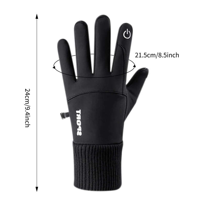 1 Pair Deep Black Warm Gloves