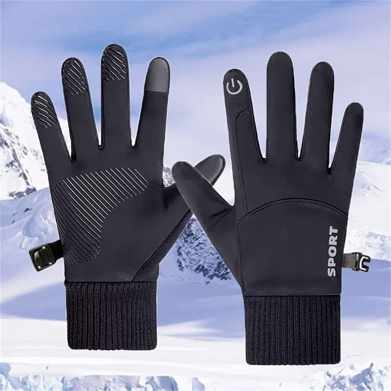 1 Pair Deep Black Warm Gloves