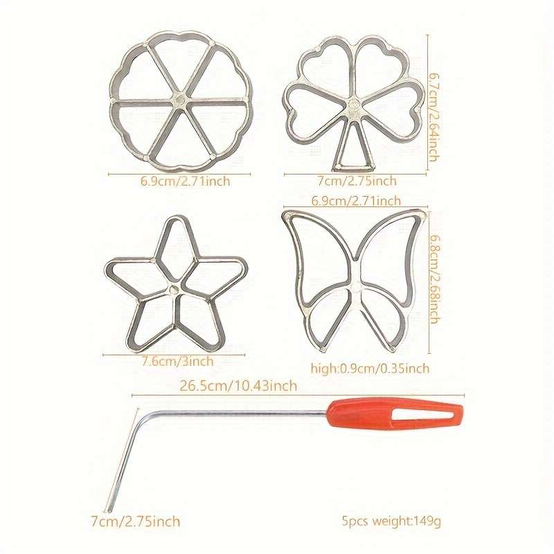 5pcs Flower Shaped Cookie Cutter Set with Plastic Handle Aluminum Alloy Non-Stick No Battery