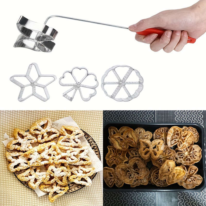 5pcs Flower Shaped Cookie Cutter Set with Plastic Handle Aluminum Alloy Non-Stick No Battery