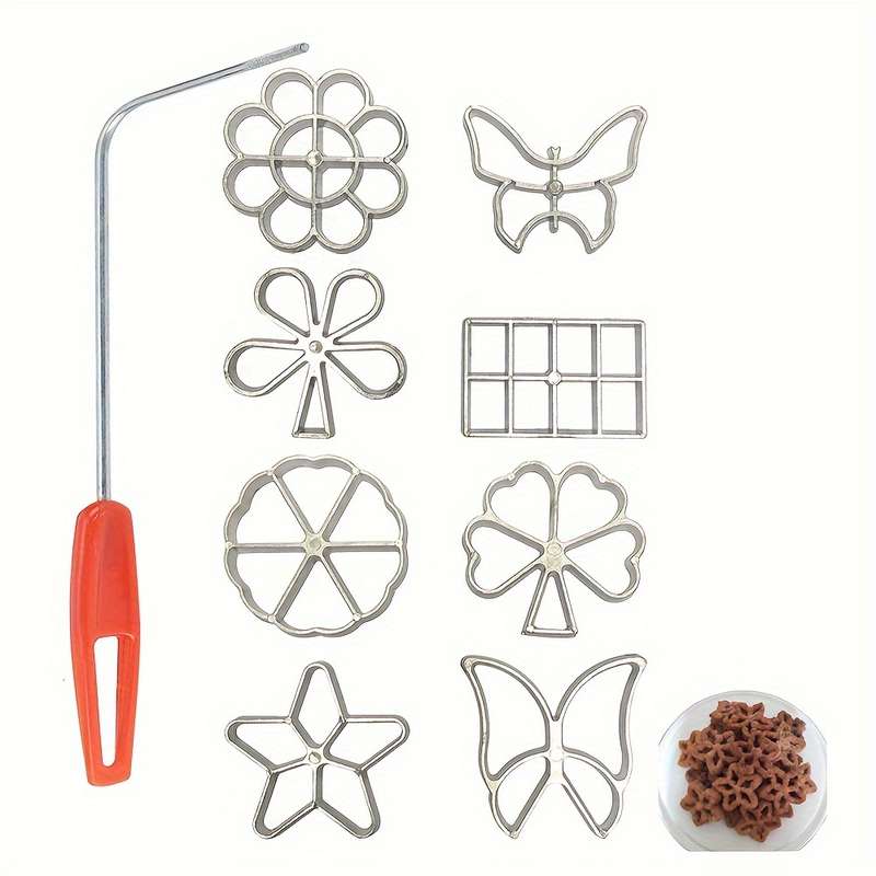 5pcs Flower Shaped Cookie Cutter Set with Plastic Handle Aluminum Alloy Non-Stick No Battery