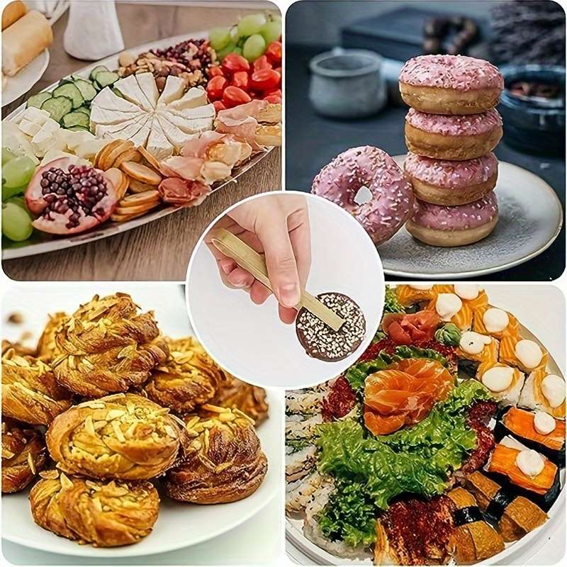 20-Pack Mini Bamboo Tongs Disposable Wooden BBQ Tongs Natural Toast Tongs for Cooking Bakin