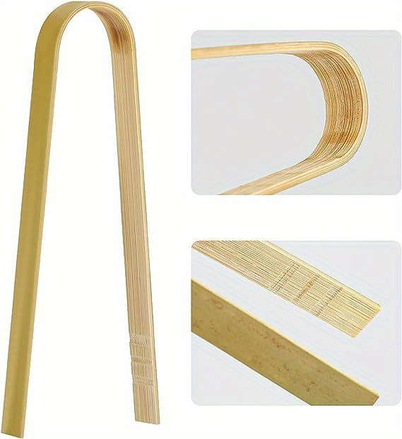 20-Pack Mini Bamboo Tongs Disposable Wooden BBQ Tongs Natural Toast Tongs for Cooking Bakin