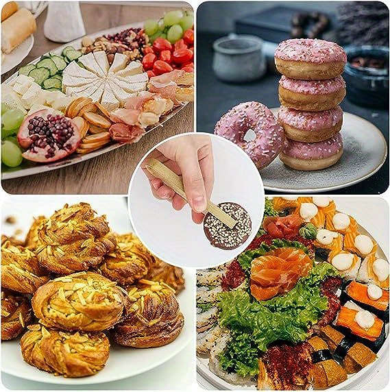 20-Pack Mini Bamboo Tongs Disposable Wooden BBQ Tongs Natural Toast Tongs for Cooking Bakin