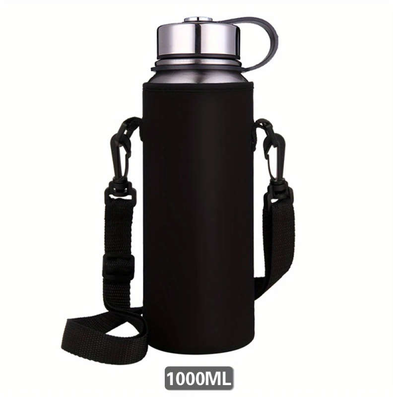 1pc Nylon Water Bottle Sleeve with Adjustable Strap Portable Protective Cover Holder for 1000ml