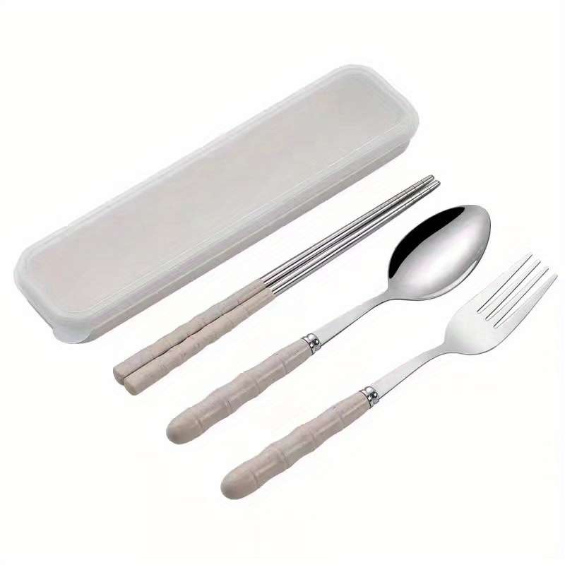 4pcs Stainless Steel Portable Cutlery Set Includes Knife Fork Spoon Chopsticks for Travel