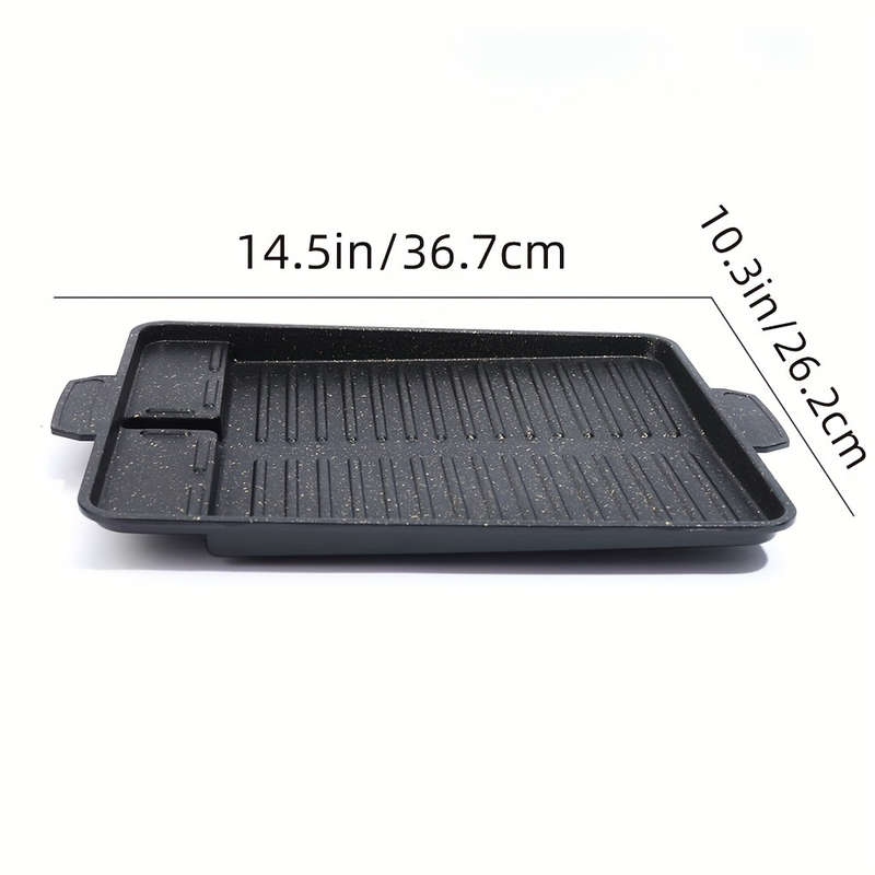 1pc Non-stick Grill Pan Smokeless Rectangular Grill Pan Stone Griddle Pan Baking Tray Barbecue