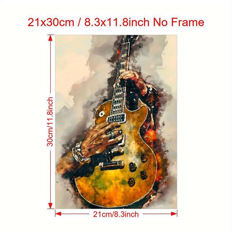 1pc  Rock N Roll Guitar Canvas Art Poster Frameless Music Wall Decor for Living Room Bedroom