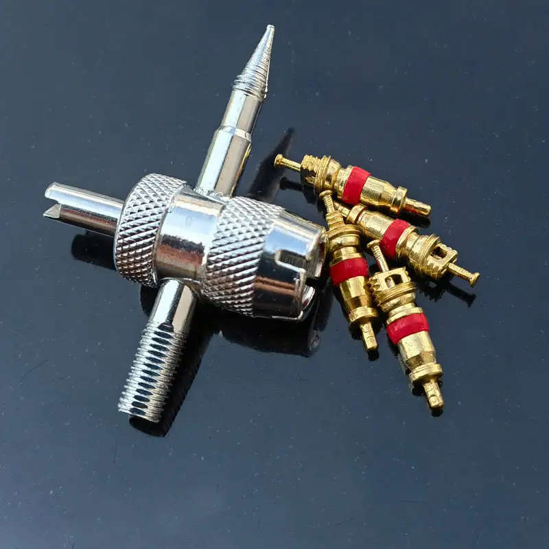 5pcs set Universal Tire Valve Repair Tool Set with 4 Copper Valve Cores Durable and Easy-to-Use Tire