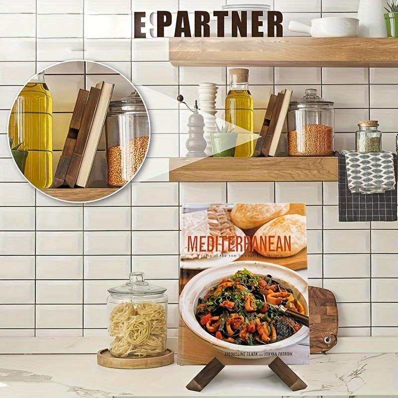 1pc Versatile Wooden Kitchen Organizer Recipe Stand Tablet Holder Decorative Display for Photo