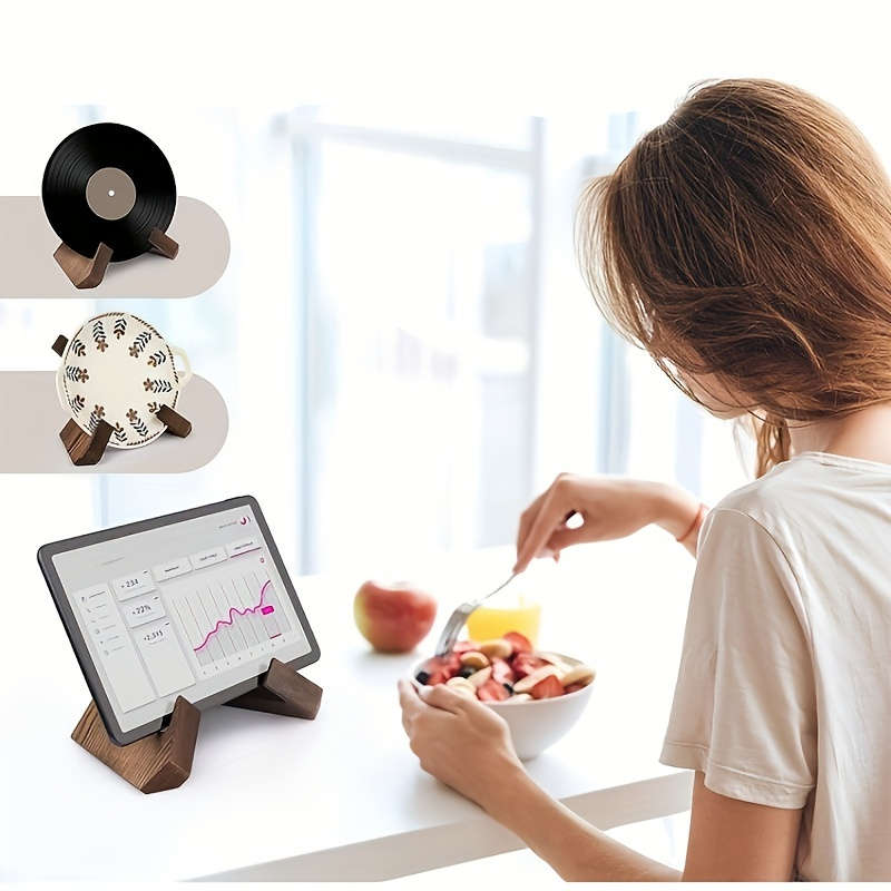 1pc Versatile Wooden Kitchen Organizer Recipe Stand Tablet Holder Decorative Display for Photo