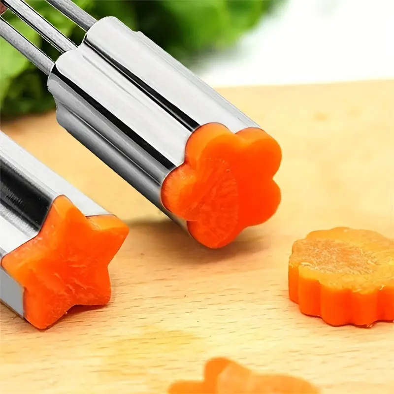 3pcs Vegetable And Fruit Cutter Shapes Set Stainless Steel Biscuits Stamps Mold With Wood Handle Bis