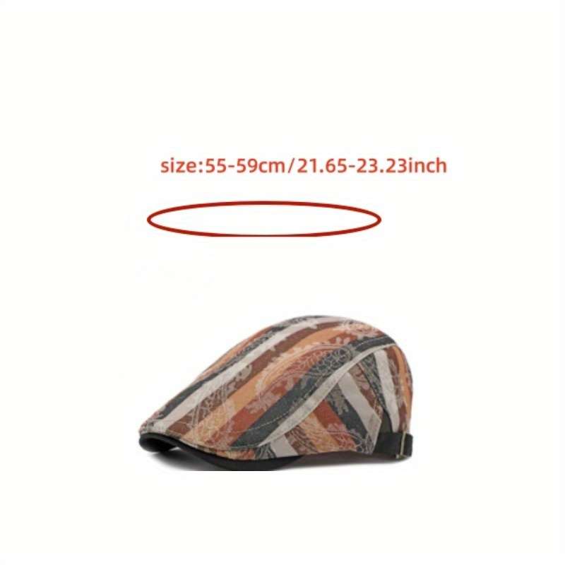 1pc Stylish Unisex Striped Beret Lightweight Non-Stretch Hand-Washable Polyester Painter Cap wi