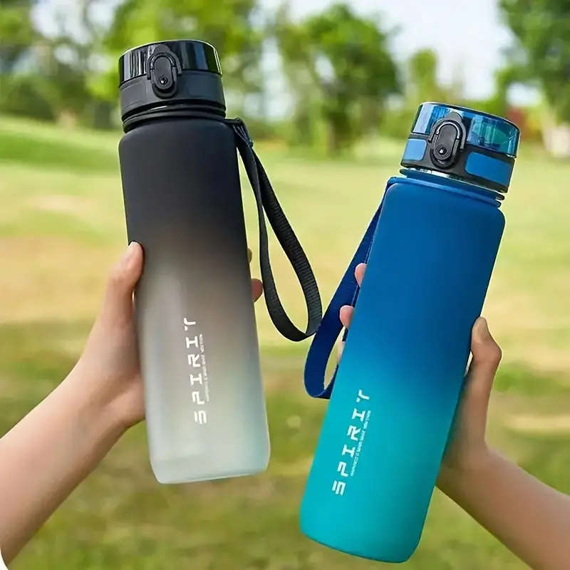 1pc Lightweight Gradient Water Bottle with Strap Leakproof Portable for Sports Fitness Travel PVC-Fr