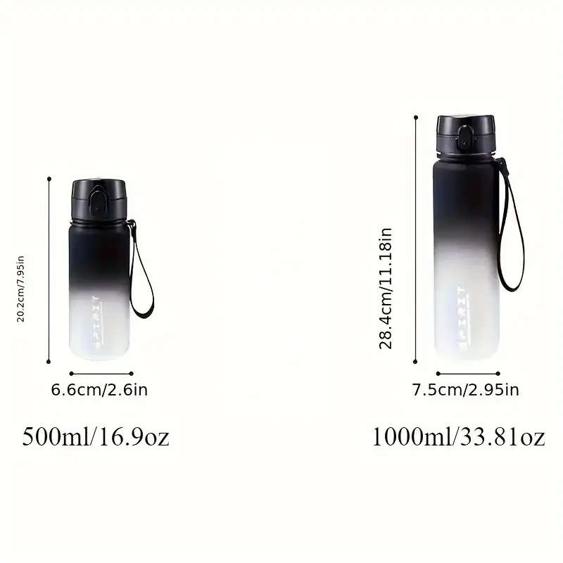 1pc Lightweight Gradient Water Bottle with Strap Leakproof Portable for Sports Fitness Travel PVC-Fr