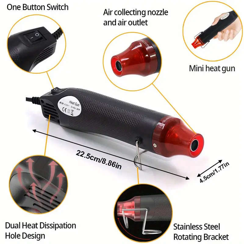 1pc Air Gun With A 300W Hot Air Heat Gun Shrinkable Heat Shrink