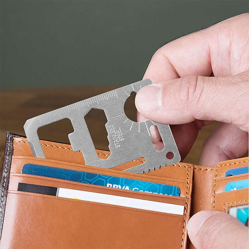 1pc Outdoor Portable Camping Multi-functional Card Stainless Steel Tool Card Knife