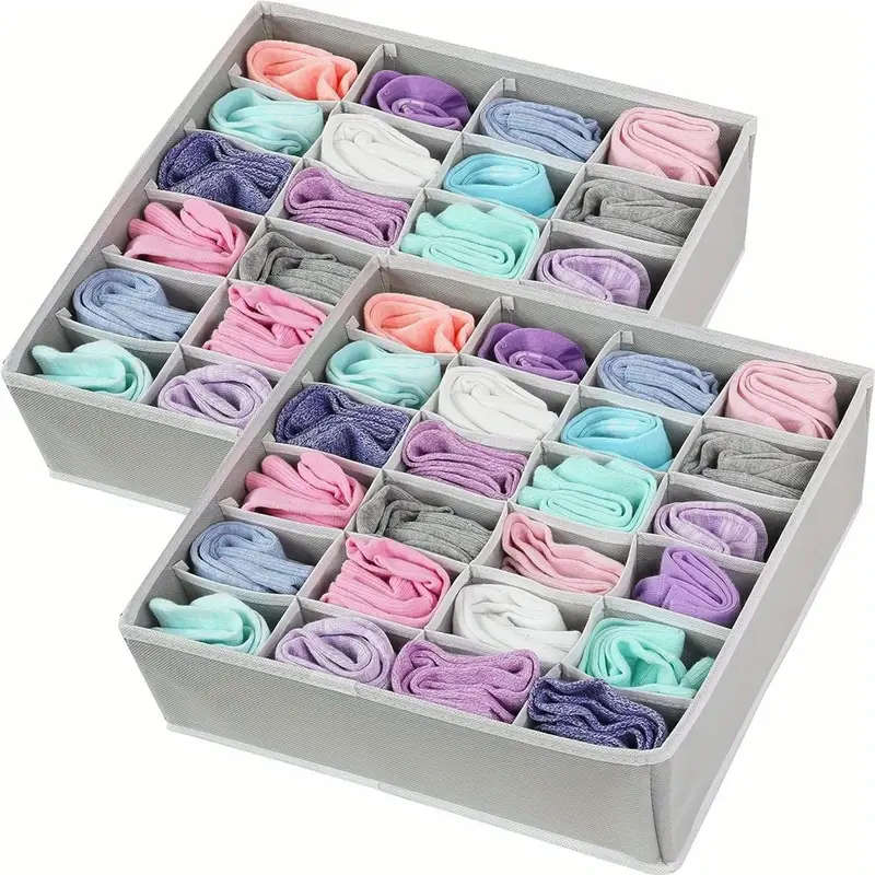1pc Sock Underwear Organizer Dividers 24 Grids Drawer Organizers Fabric Foldable Cabinet Closet Orga