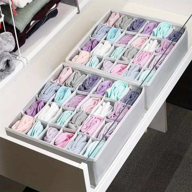 1pc Sock Underwear Organizer Dividers 24 Grids Drawer Organizers Fabric Foldable Cabinet Closet Orga