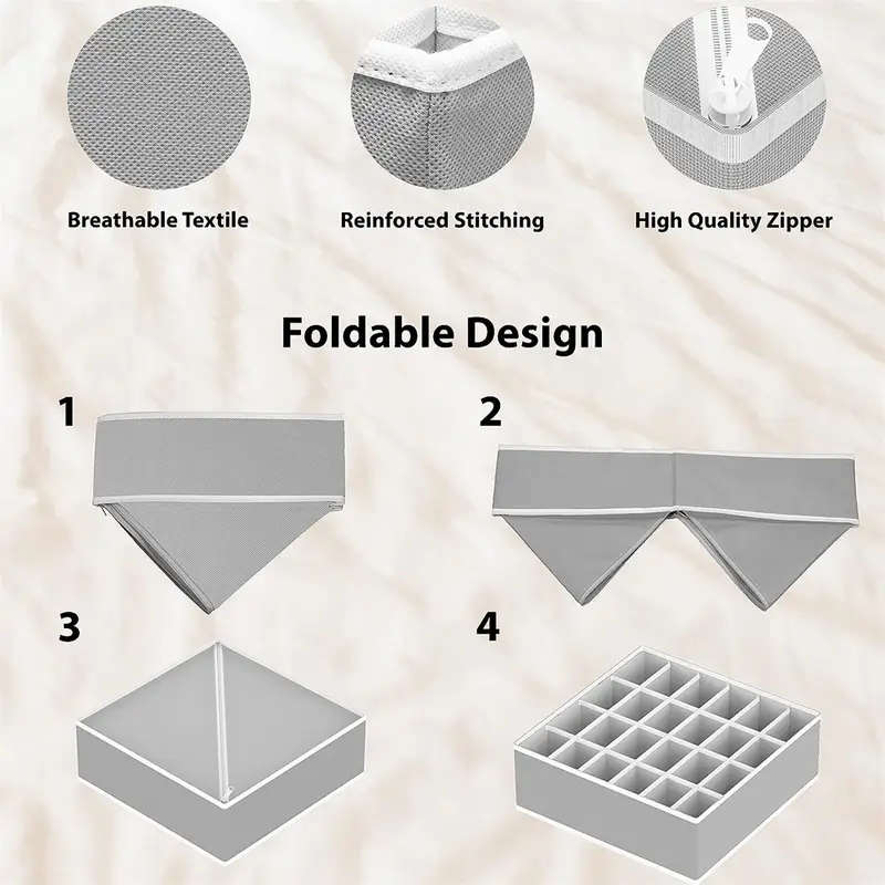 1pc Sock Underwear Organizer Dividers 24 Grids Drawer Organizers Fabric Foldable Cabinet Closet Orga