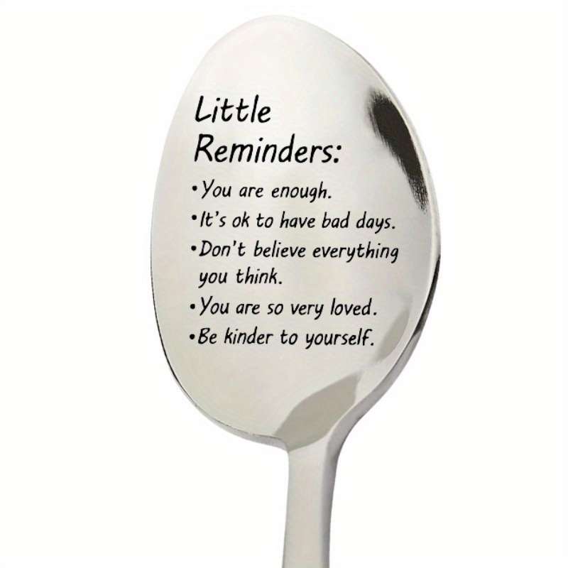 1pc Inspirational Stainless Steel Spoon  You Are Enough  Engraved Self-Love Motivational Qu