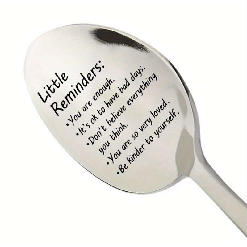 1pc Inspirational Stainless Steel Spoon  You Are Enough  Engraved Self-Love Motivational Qu
