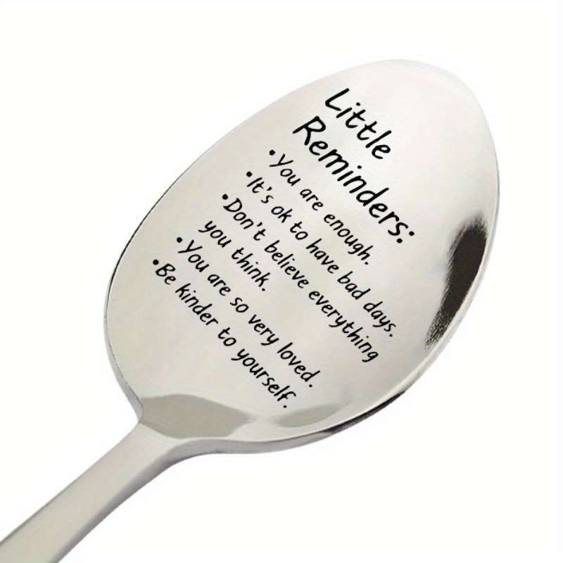 1pc Inspirational Stainless Steel Spoon  You Are Enough  Engraved Self-Love Motivational Qu