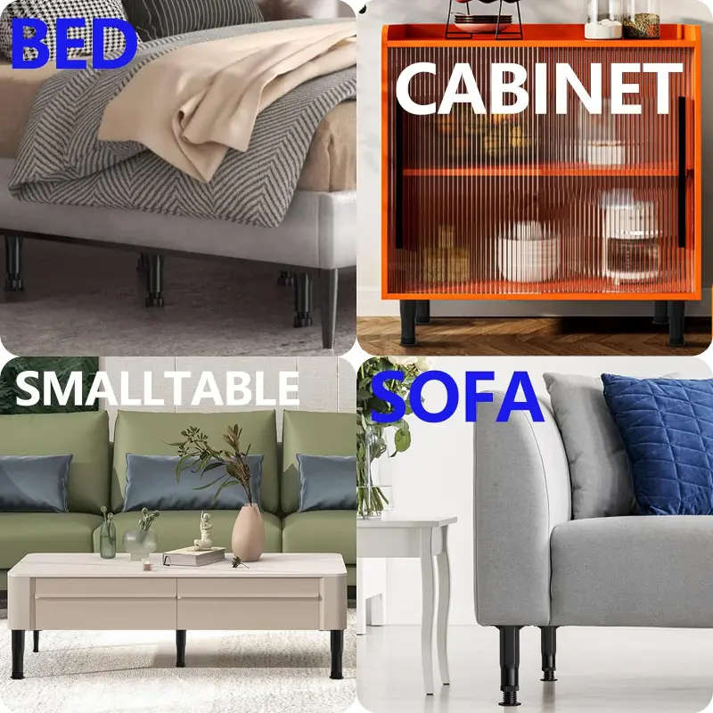 4-Pack Adjustable Bed Frame Support Legs