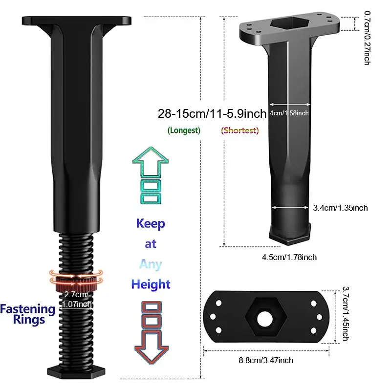 4-Pack Adjustable Bed Frame Support Legs