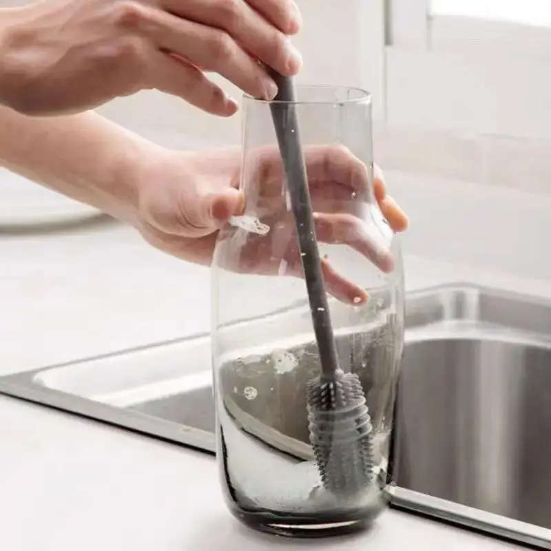 Easy-Clean Silicone Bottle Brush With Long Handle