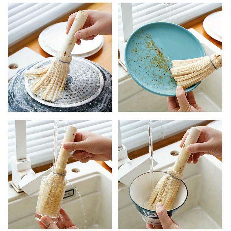 1 Piece Wooden Kitchen Brush, Easy Cleaning, No Electricity Required