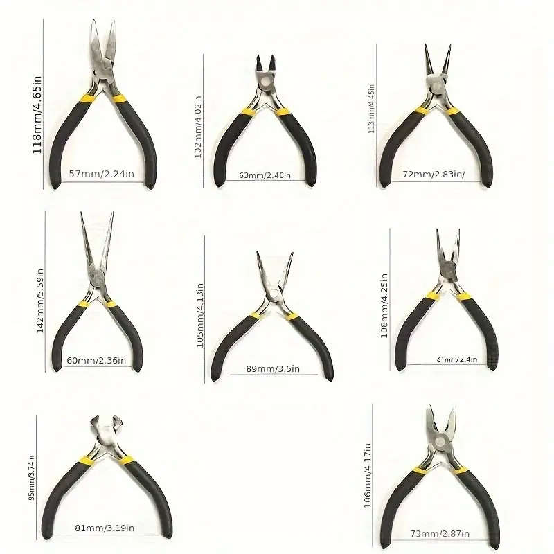 8pcs Mini Jewelry Pliers Round Curved Needle Nose Pliers DIY Craft Tools Kit