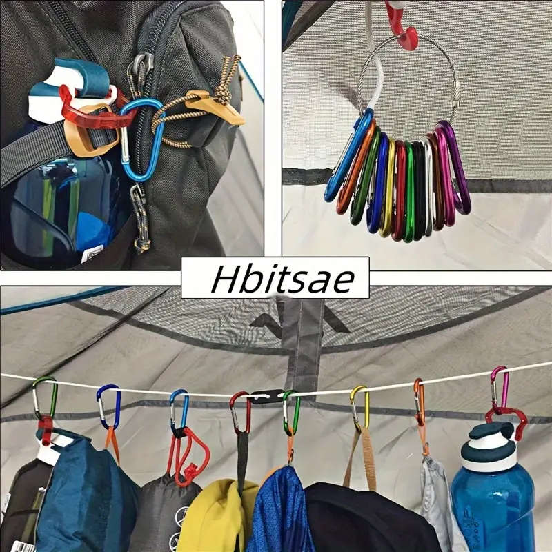 10pcs Vibrant Mini Carabiner Keychains Durable Aluminum Alloy Spring Snap Hook Clips for Outdoor Cam