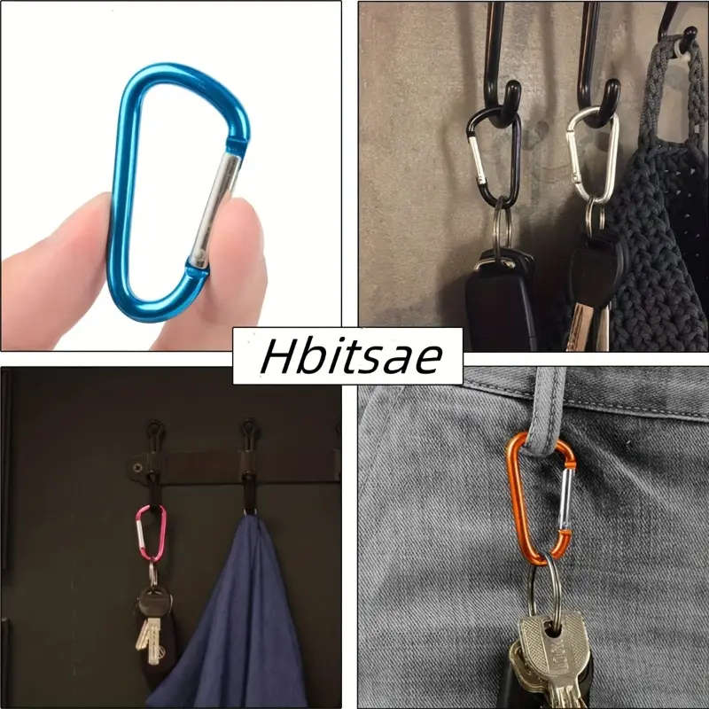 10pcs Vibrant Mini Carabiner Keychains Durable Aluminum Alloy Spring Snap Hook Clips for Outdoor Cam