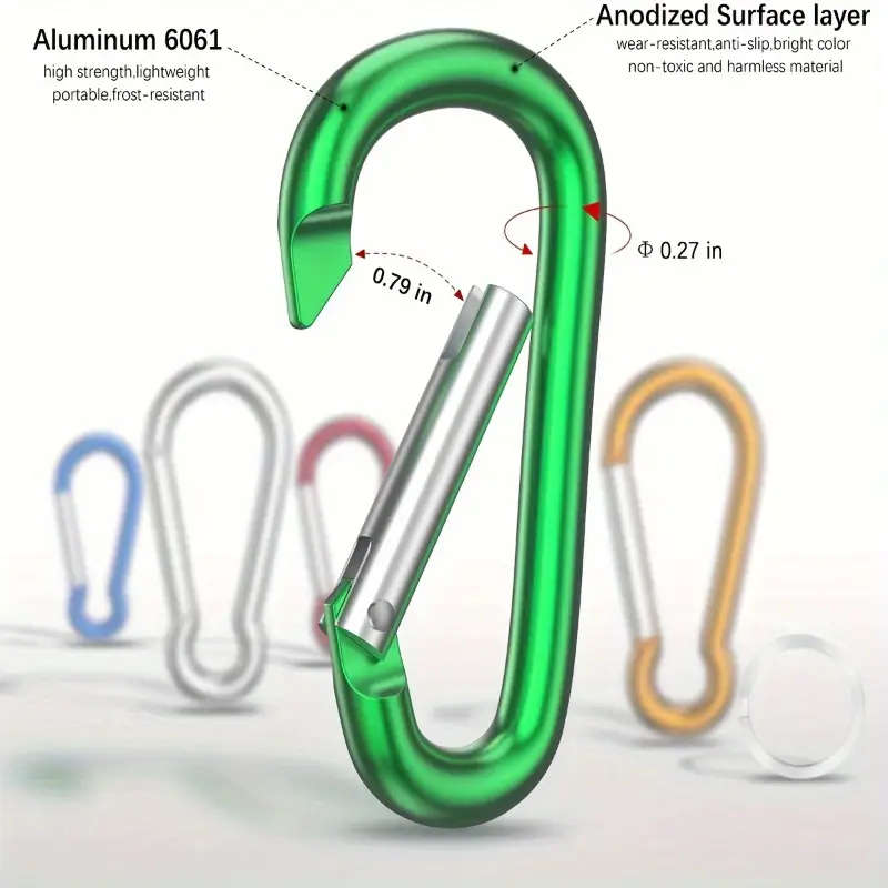 10pcs Vibrant Mini Carabiner Keychains Durable Aluminum Alloy Spring Snap Hook Clips for Outdoor Cam