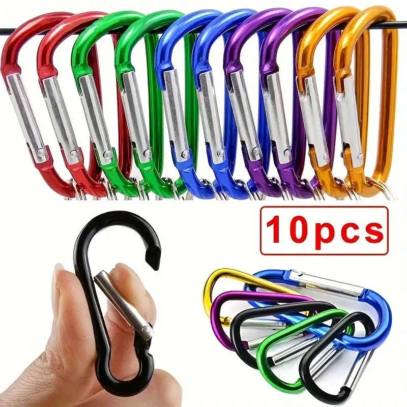 10pcs Vibrant Mini Carabiner Keychains Durable Aluminum Alloy Spring Snap Hook Clips for Outdoor Cam