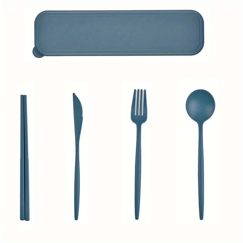 4pcs set Reusable Travel Cutlery Set With Storage Box Portable Tableware With Fork Spoon Kn