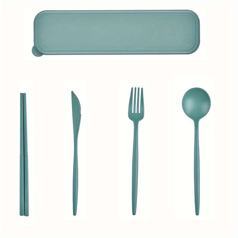 4pcs set Reusable Travel Cutlery Set With Storage Box Portable Tableware With Fork Spoon Kn