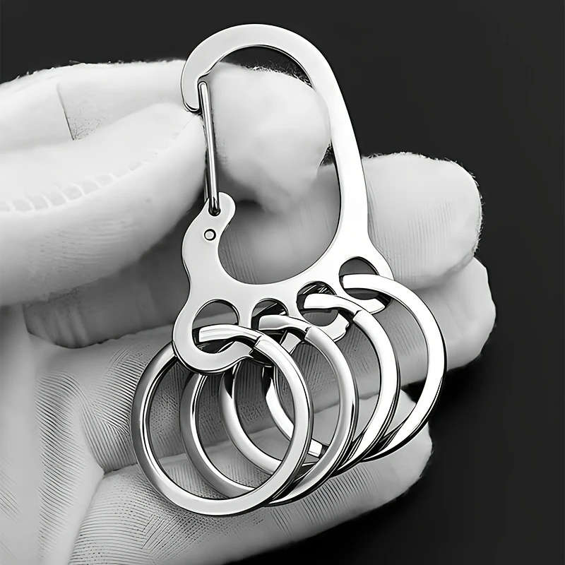 1pc Minimalist Stainless Steel Metal Keychain Simple Style Color Sent Randomly