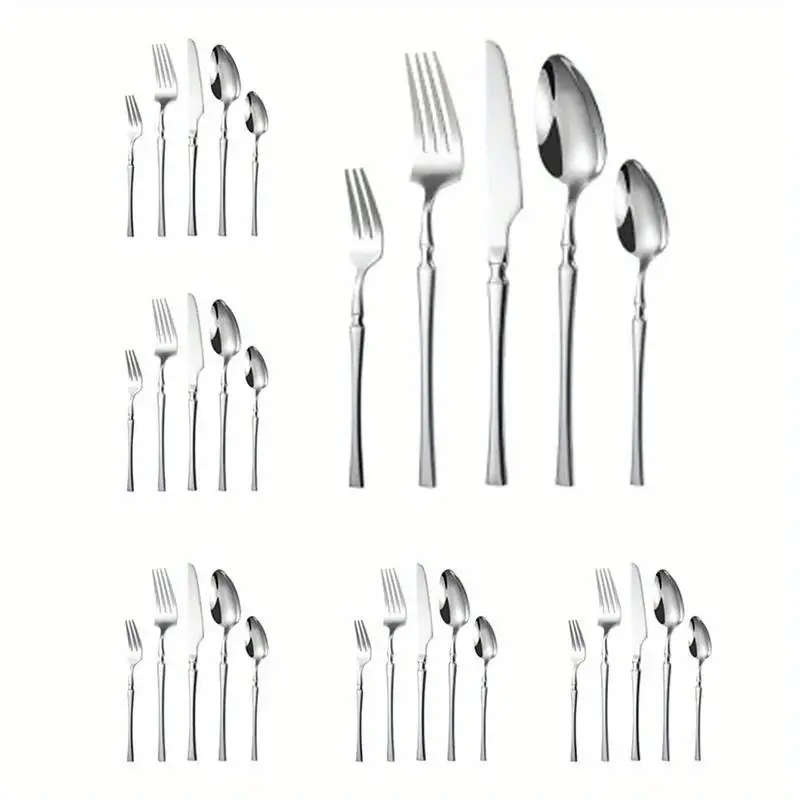 A Set Of 30pcs Stainless Steel Tableware Including Steak Knife Fork And Dessert Spoon Suitable For U
