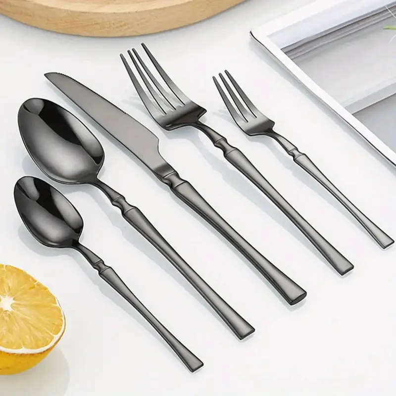 A Set Of 30pcs Stainless Steel Tableware Including Steak Knife Fork And Dessert Spoon Suitable For U