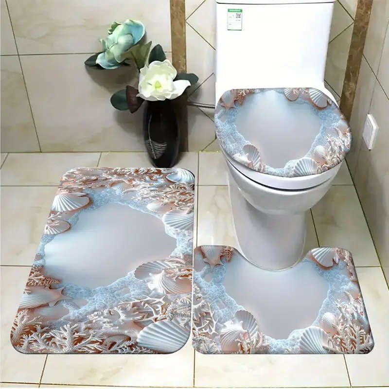 3 Piece Ocean Coast Bath Mat Set